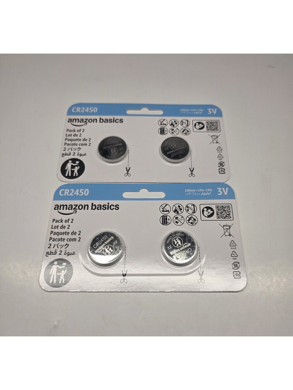 AmazonBasics CR2450 3V Lithium Coin Cell Batteries Pack of 2 [ 2 packs]